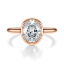 Signature Bezel Oval Engagement Ring - Rose Gold Polished Band - Front View