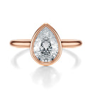 Signature Bezel Pear Engagement Ring - Rose Gold Polished Band - Front View