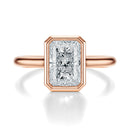 Signature Bezel Radiant Engagement Ring - Rose Gold Polished Band - Front View