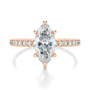 Signature Cathedral Hidden Halo Marquise Engagement Ring - Rose Gold Pavé Band - Front View
