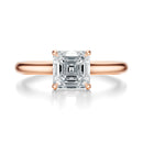 Signature Cathedral Hidden Halo Asscher Engagement Ring - Rose Gold Polished Band - Front View