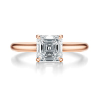 Signature Cathedral Hidden Halo Asscher Engagement Ring - Rose Gold Polished Band - Front View