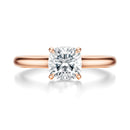 Signature Cathedral Hidden Halo Cushion Engagement Ring - Rose Gold Polished Band - Front View