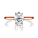 Signature Cathedral Hidden Halo Elongated Cushion Engagement Ring - Rose Gold Polished Band - Front View
