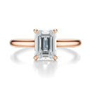 Signature Cathedral Hidden Halo Emerald Engagement Ring - Rose Gold Polished Band - Front View