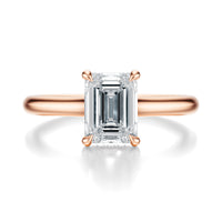 Signature Cathedral Hidden Halo Emerald Engagement Ring - Rose Gold Polished Band - Front View