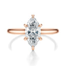 Signature Cathedral Hidden Halo Marquise Engagement Ring - Rose Gold Polished Band - Front View
