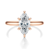 Signature Cathedral Hidden Halo Marquise Engagement Ring - Rose Gold Polished Band - Front View