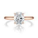 Signature Cathedral Hidden Halo Oval Engagement Ring - Rose Gold Polished Band - Front View