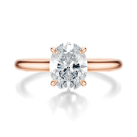 Signature Cathedral Hidden Halo Oval Engagement Ring - Rose Gold Polished Band - Front View