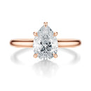 Signature Cathedral Hidden Halo Pear Engagement Ring - Rose Gold Polished Band - Front View