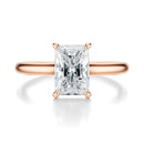 Signature Cathedral Hidden Halo Radiant Engagement Ring - Rose Gold Polished Band - Front View