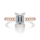 Signature Cathedral Emerald Engagement Ring - Rose Gold Pavé Band - Front View
