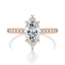 Signature Cathedral Marquise Engagement Ring - Rose Gold Pavé Band - Front View