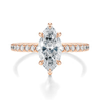 Signature Cathedral Marquise Engagement Ring - Rose Gold Pavé Band - Front View