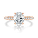 Signature Cathedral Oval Engagement Ring - Rose Gold Pavé Band - Front View