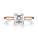 Signature Cathedral Asscher Engagement Ring - Rose Gold Polished Band - Front View