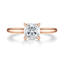 Signature Cathedral Cushion Engagement Ring - Rose Gold Polished Band - Front View