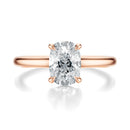 Signature Cathedral Elongated Cushion Engagement Ring - Rose Gold Polished Band - Front View