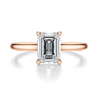 Signature Cathedral Emerald Engagement Ring - Rose Gold Polished Band - Front View