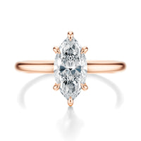 Signature Cathedral Marquise Engagement Ring - Rose Gold Polished Band - Front View