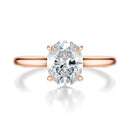 Signature Cathedral Oval Engagement Ring - Rose Gold Polished Band - Front View