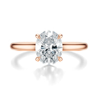 Signature Cathedral Oval Engagement Ring - Rose Gold Polished Band - Front View