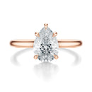 Signature Cathedral Pear Engagement Ring - Rose Gold Polished Band - Front View