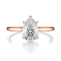 Signature Cathedral Pear Engagement Ring - Rose Gold Polished Band - Front View
