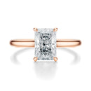 Signature Cathedral Radiant Engagement Ring - Rose Gold Polished Band - Front View