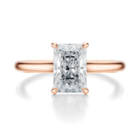 Signature Cathedral Radiant Engagement Ring - Rose Gold Polished Band - Front View