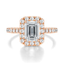 Signature Halo Emerald Engagement Ring - Rose Gold Pavé Band - Front View