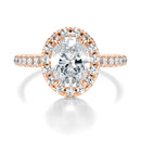 Signature Halo Oval Engagement Ring - Rose Gold Pavé Band - Front View