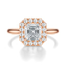 Signature Halo Asscher Engagement Ring - Rose Gold Polished Band - Front View