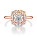 Signature Halo Cushion Engagement Ring - Rose Gold Polished Band - Front View