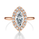 Signature Halo Marquise Engagement Ring - Rose Gold Polished Band - Front View