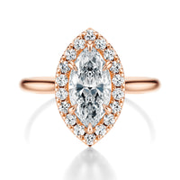 Signature Halo Marquise Engagement Ring - Rose Gold Polished Band - Front View