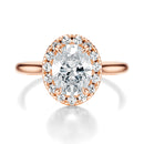 Signature Halo Oval Engagement Ring - Rose Gold Polished Band - Front View