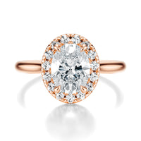 Signature Halo Oval Engagement Ring - Rose Gold Polished Band - Front View