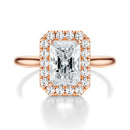 Signature Halo Radiant Engagement Ring - Rose Gold Polished Band - Front View