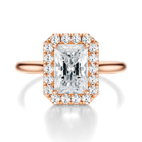 Signature Halo Radiant Engagement Ring - Rose Gold Polished Band - Front View