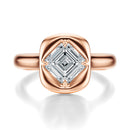 Signature Heirloom Bezel Asscher Engagement Ring - Rose Gold Polished Band - Front View