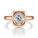 Signature Heirloom Bezel Cushion Engagement Ring - Rose Gold Polished Band - Front View