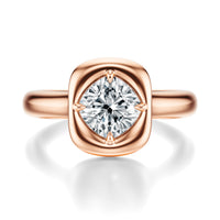 Signature Heirloom Bezel Cushion Engagement Ring - Rose Gold Polished Band - Front View