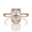 Signature Heirloom Bezel Elongated Cushion Engagement Ring - Rose Gold Polished Band - Front View