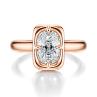 Signature Heirloom Bezel Elongated Cushion Engagement Ring - Rose Gold Polished Band - Front View