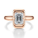 Signature Heirloom Bezel Emerald Engagement Ring - Rose Gold Polished Band - Front View