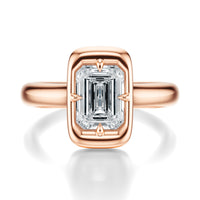 Signature Heirloom Bezel Emerald Engagement Ring - Rose Gold Polished Band - Front View