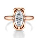 Signature Heirloom Bezel Marquise Engagement Ring - Rose Gold Polished Band - Front View