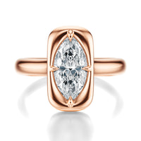 Signature Heirloom Bezel Marquise Engagement Ring - Rose Gold Polished Band - Front View
